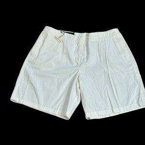 Faconnable Women’s Vintage 90s Italian White Pleated Bermuda Shorts Size 10